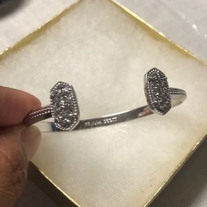 Elton Silver Cuff Bracelet in Platinum Drusy